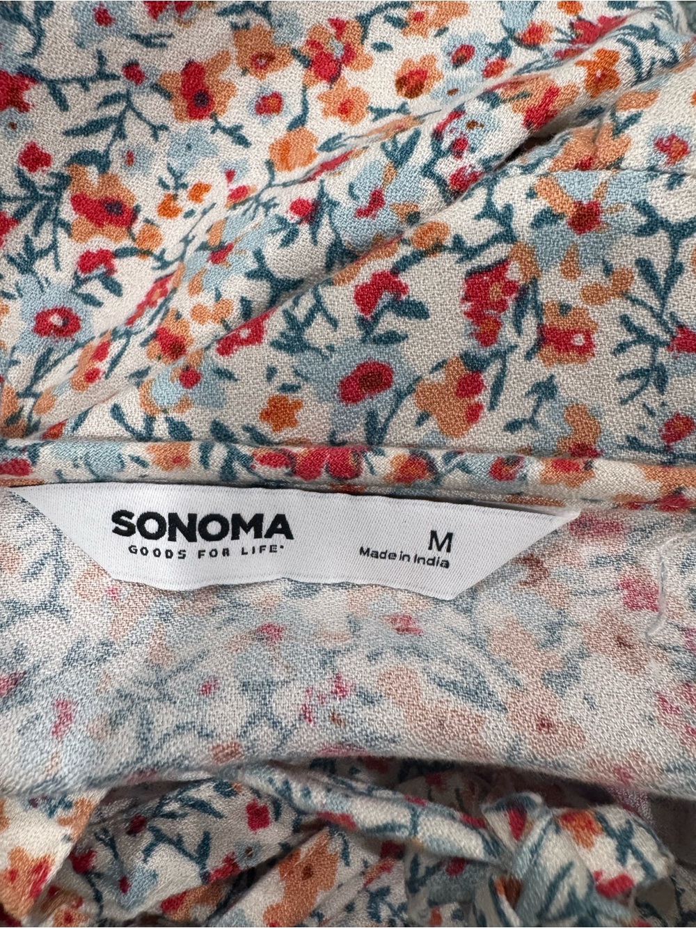 Floral Ruffle-Neck Blouse - Cream Multi - Picture 3 of 4